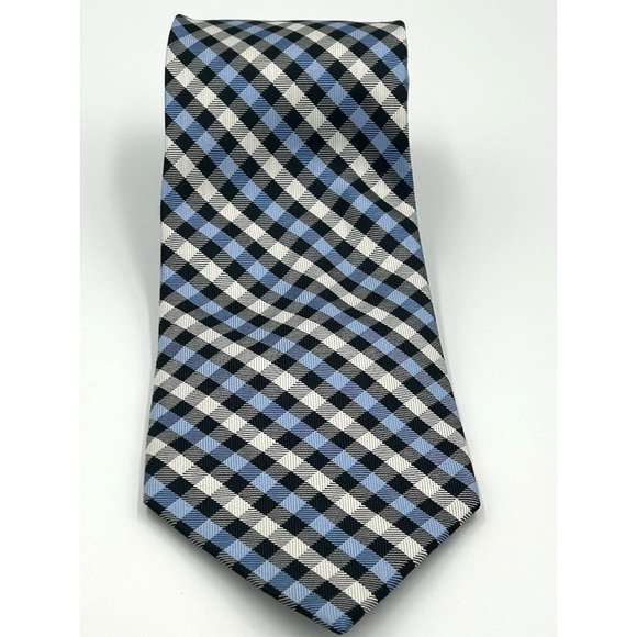 Jos. A. Bank Other - Jos. A. Bank 100% Silk Men's Neck Tie Black Blue White Plaid 3.5 Width 60 Length